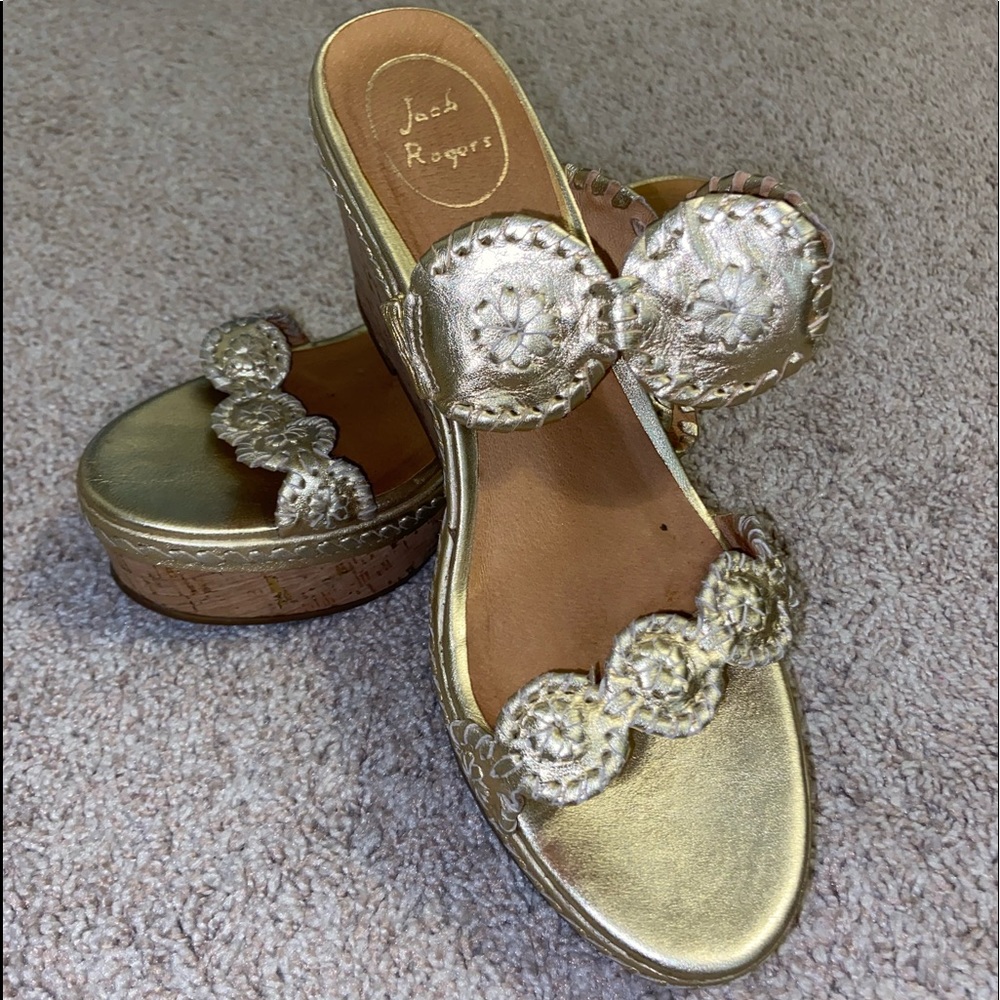 Jack Rogers Womens Platinum Size 10 Wedge